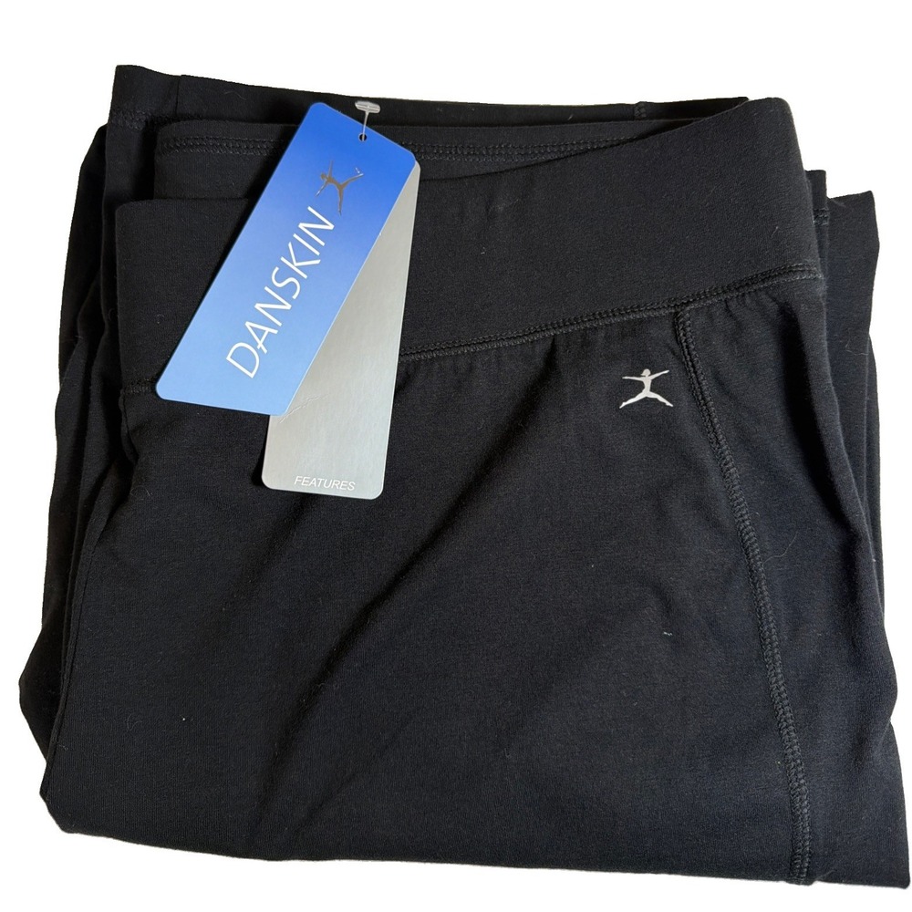 NWT Danskin 3X (24-26) Black Yoga Pants Plus Size Activewear Stretch Cotton